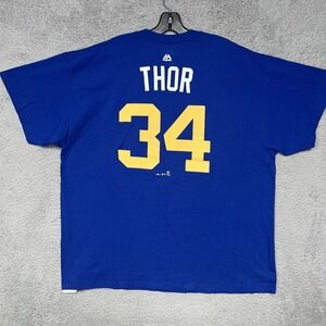 Majestic New York Mets Noah Syndergaard Thor T Shirt Men's 2XL XXL Blue #34 MLB